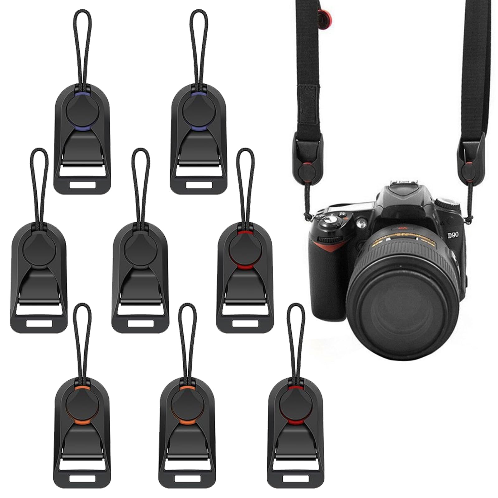 KASESSS 8 Pcs Camera Strap Quick Release Adapter, Universal Rapid Connectors, Strong Peak Design Anchor Links Buckle Replaceable Clips for DSLR Digital Cameras