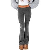 Fawjsais Flare Leggings for Women Skinny Fold Over Leggings Bootcut Yoga Pants Low Rise Sweatpants