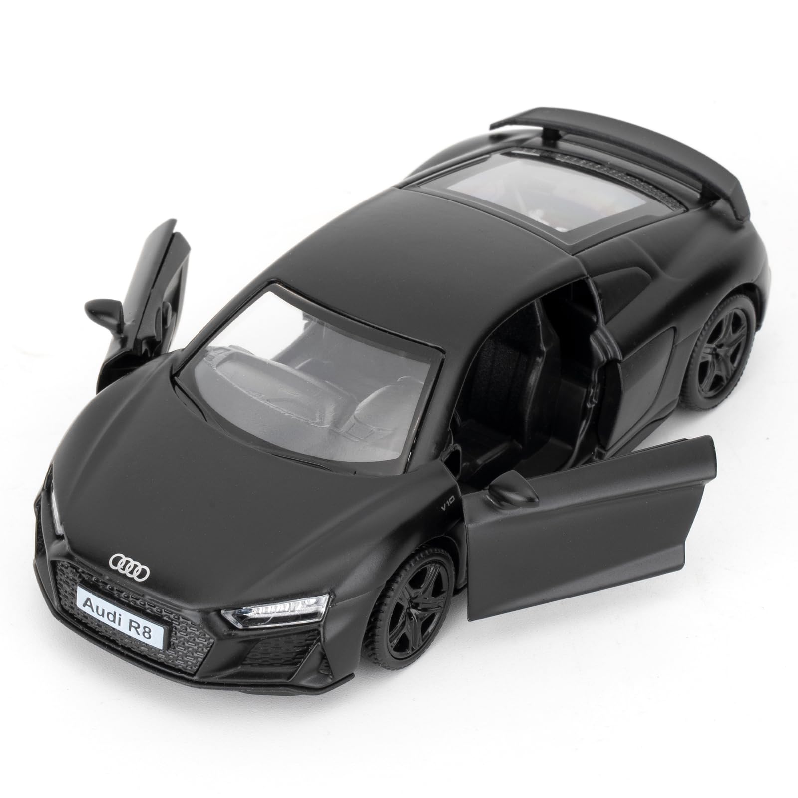 Photo 1 of 1:36 Scale Audi R8 Toy Car, Diecast Pull Back Model Car, Doors Open, Collection Kids Toy for Aged 3 and up, Gift Black