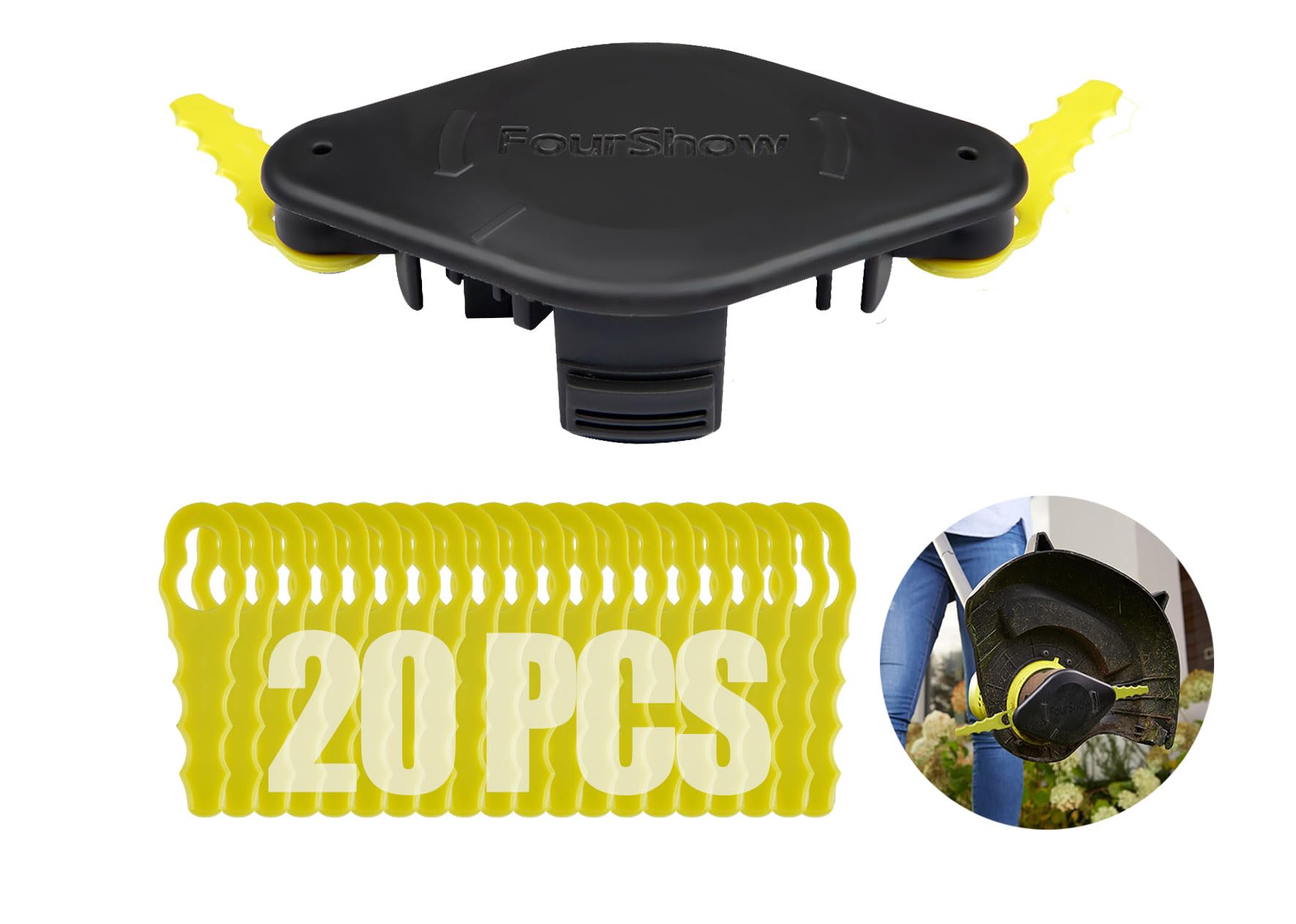 20 Pcs Blades RAC158 + RAC155 Double Serrated Blade Head, Compatible with Ryobi Strimmer