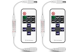 VIPMOON 2 Pack Led Remote Controller DC5V-24V 11 Key Wireless Remote Controller for Single Color 3528 5050 LED Strip Lights L