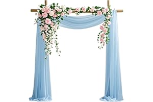 KEXINGTUO Wedding Arch Draping Fabric, 29" x 20ft Light Blue Sheer Curtains Wedding Decorations for Ceremony, 6.7 Yards Light Blue Chiffon Draping Fabric Backdrop
