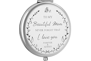 Zzbakress Mom Birthday Gifts for Mom, I Love You Mom Compact Mirror,Gifts for Mom Birthday,Gifts for Mom from Daughter,Meaningful Gift Ideas Presents for Mom (Silver)