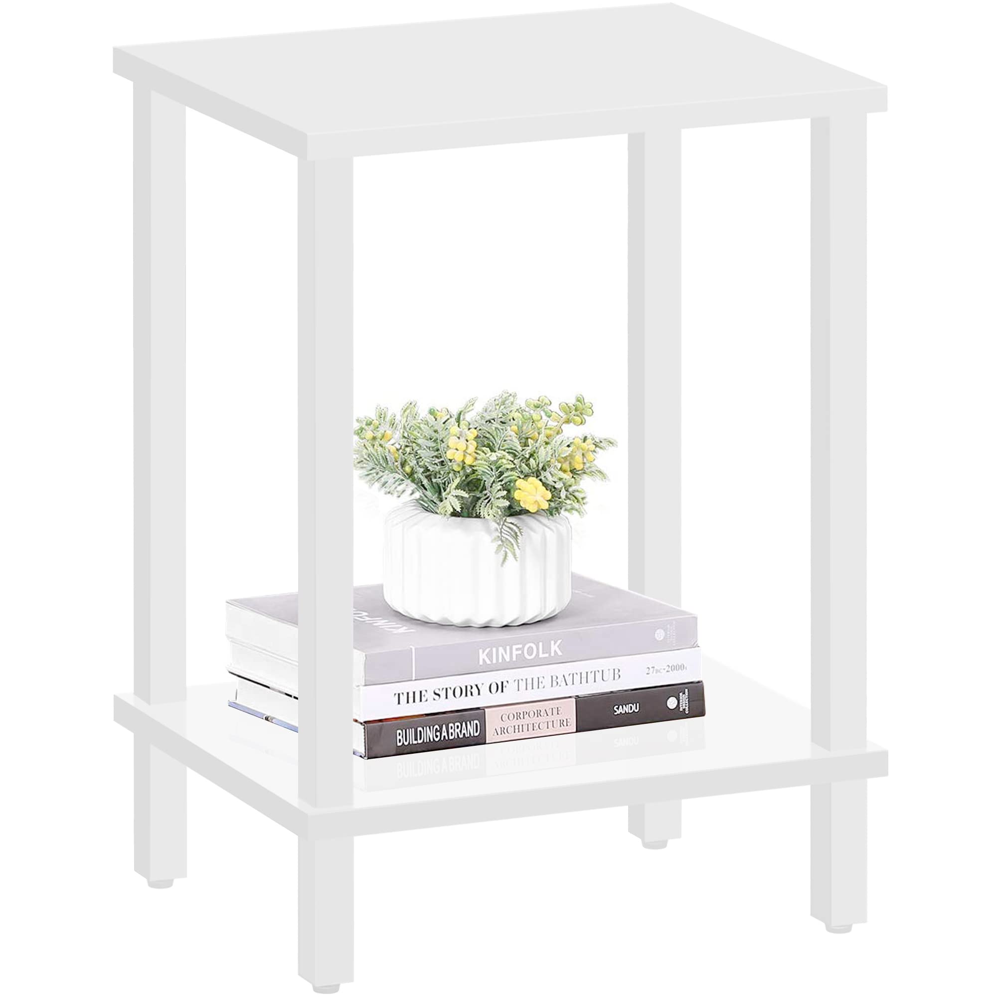 Photo 1 of TUTOTAK End Table, Side Table, Nightstand, 2-Tier Storage Shelf, Sofa Side Table for Small Space, Living Room, Bed Room V1TB01BW034