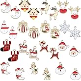 SUNNYCLUE 1 Box 30Pcs 15 Styles Christmas Charms Gold Plated Enamel Alloy Xmas Christmas Charms Bulk Jewelry Findings for Earring Bracelet Necklace Jewelry Making Supplies Craft