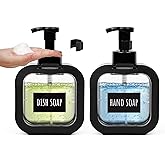 Segbeauty 16.9oz Black Foam Soap Dispensers, 500ml Square Plastic Foaming Dish Soap Dispenser, 2pcs Empty Foam Pump Bottles Refillable Hand Soap Dispenser Foaming for Kitchen Bathroom Toilet Decor