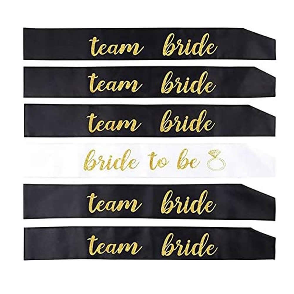 Losuya 11 Black Team Bride Sashes with 1 White Bride To Be Sash Set for Wedding, Hen Party and Bridal Shower Party Decorations Favor