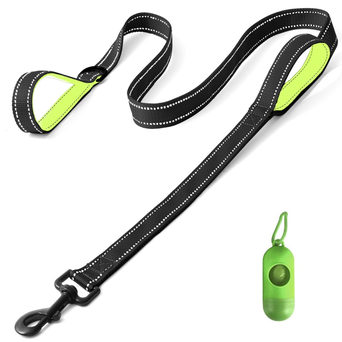 Belababy Dog Training Leads with Soft Padded Handles, 1.5M Basic Dog Leashes with Trash Bag Storage Box, Reflective Heavy Duty Nylon Dog Leads for Small Medium Large Dogs