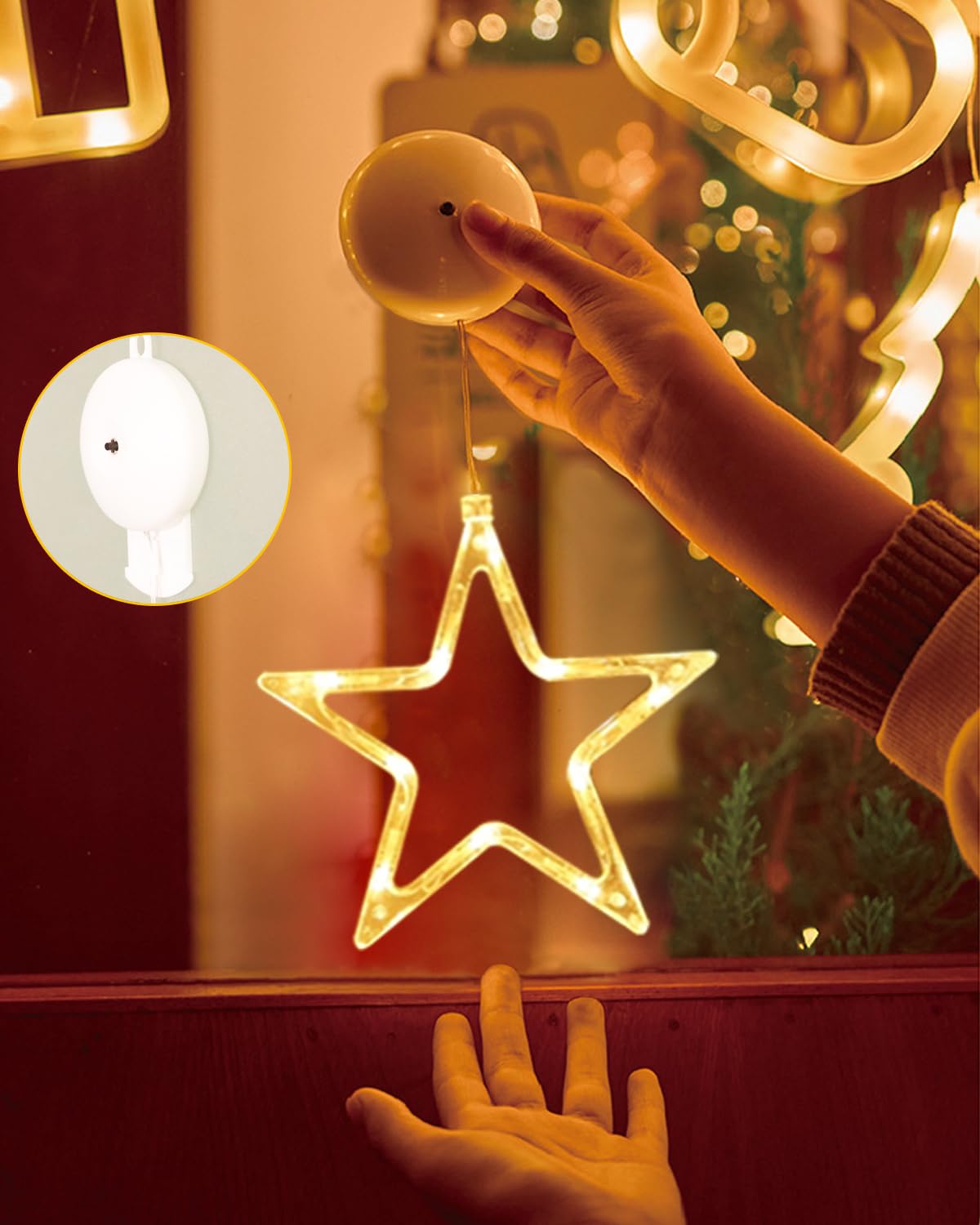 ONSTUY LED Stars Christmas Lights,3 Pack LED Christmas Window Lights,10 LEDs Christmas decorations with Timer for Window Decoration, Christmas Decoration, Balcony,Party,Wedding,Warm White, ON-WJX-3P