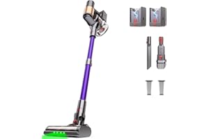 Snowkuna Cordless Vacuum Cleaner, 2 Batteries 120 Mins Runtime 50Kpa 600W, Stick Vacuum with Anti-Tangle Design, Self-Standing, Vacuum Cleaners for Home, Hardwood Floor, Carpet, Pet Hair