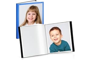 CRANBURY Portfolio Binder for 8x10 Photos (Blue), Poly Plastic 8 x 10 Art Presentation Book with Clear Plastic Sleeves, 24 Pages Hold 48 Pictures, 10x8 Photo Book with Customizable Front Pocket