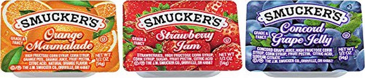 Photo 1 of Smucker's Grape Jelly, Strawberry & Orange Marmalade, 200 Count