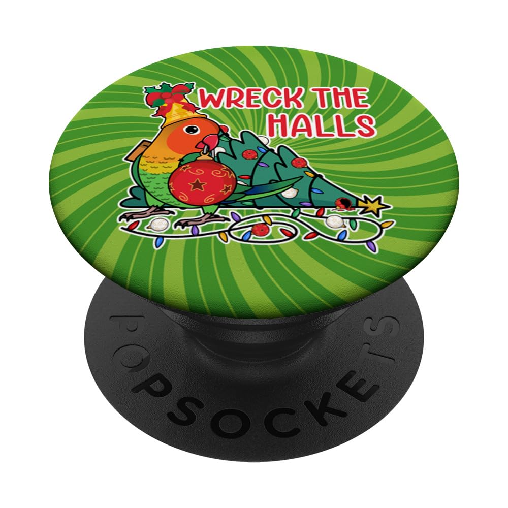 Parrot Wrecks The Halls I Fischers Lovebird PopSockets Swappable PopGrip