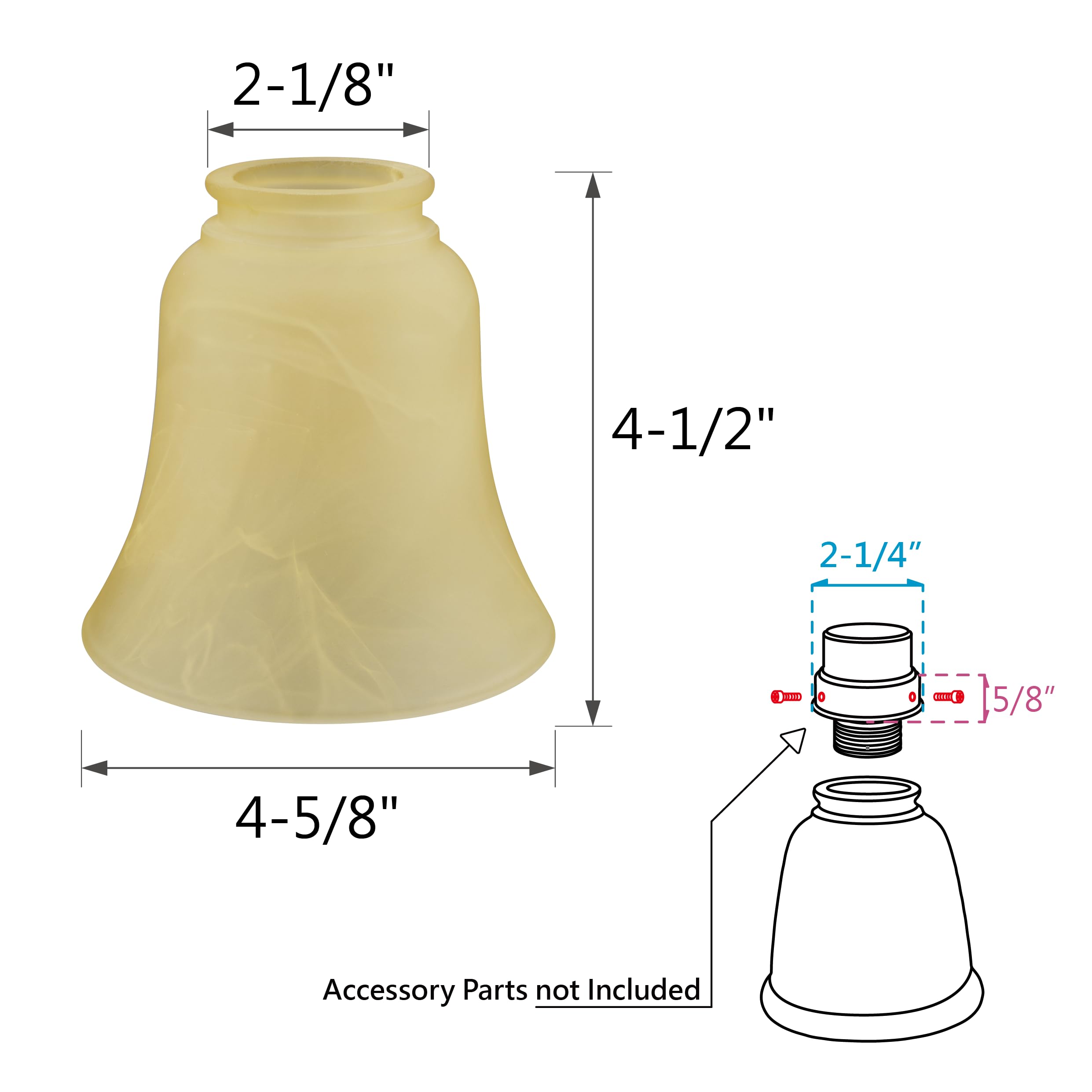 Aspen Creative 23109-4 Transitional Style Bell Shaped Antique Shade, 2-1/8