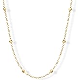 PAVOI 14K Gold Plated Small Bead Ball Chain Necklace for Women - Adjustable Dainty Gold Beaded Necklace - Trendy Choker Chain Layering Jewelry
