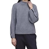 VELVET BY GRAHAM & SPENCER Women's Teagan Engineered Stitched Sweater, Heather Grey/Navy