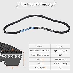 uxcell 4Pcs AX38 EPDM V-Belt, Raw Edge Cogged