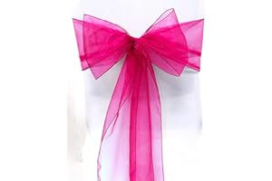 SARVAM FASHION Organza Chair Bow Sash Décor Bows Sashes for Wedding Reception Events Banquets Decoration - (Pack of 25, Hot Pink)
