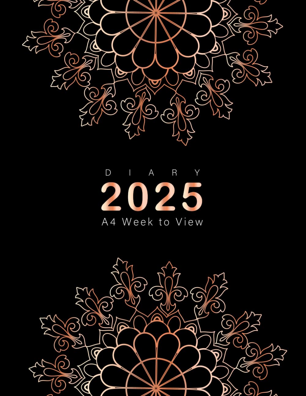 2025 Diary A4 Week to View: Planner from January 2025 to December 2025, 12 Months Diary, Black Cover