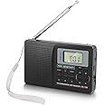 AM FM Radio, Portable Digital Radio FM AM SW Sound Digital Tuning Receiver Full Band Radio with Alarm Clock, Mini Pocket Radio for Elder Gifts, Memory Function, Backlight Keys