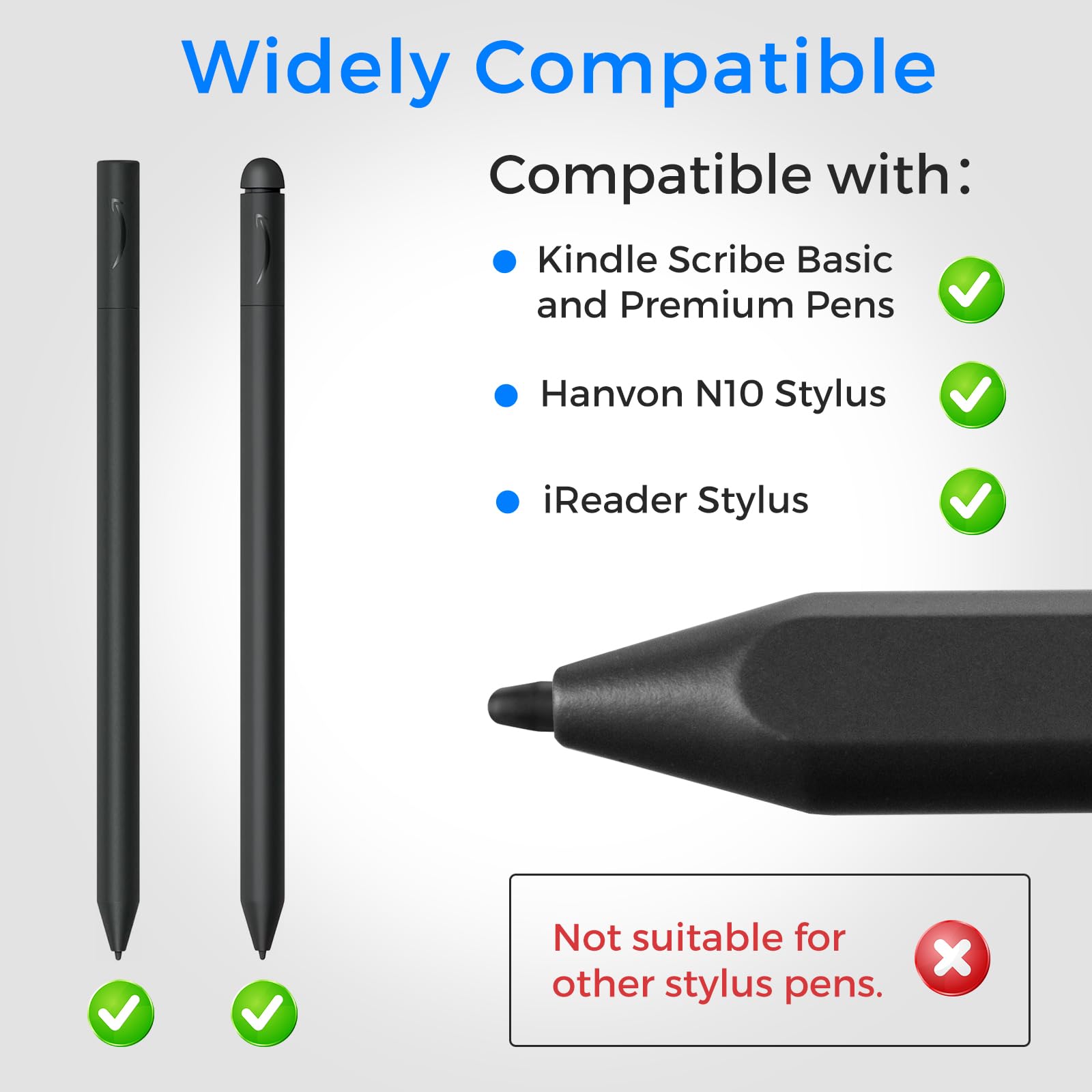CoBak Sturdy Replacement Pen Tips (20 Pcs) for Kindle Scribe Stylus Pens - Pressure Sensitivity, Tilt Writing Support, Low Lag with Nibs Removal Tool for Kindle Scribe, BOOX Pen2 Pro, Hanvon N10