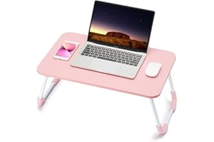 Ruxury Folding Lap Desk Laptop Stand Bed Desk Table Tray, Breakfast Serving Tray, Portable & Lightweight Mini Table for Sofa Couch Floor - - Pink