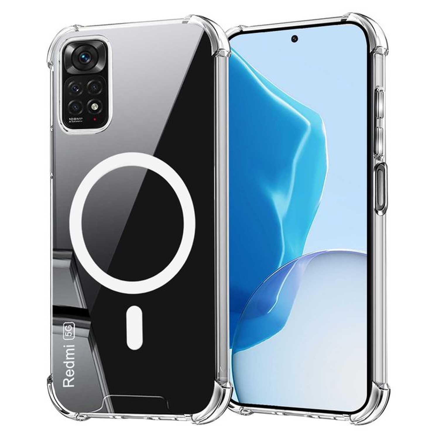 Magnetic Phone Case Cover for Xiaomi Redmi Note 11 4G/Redmi Note 11S 4G, Transparent Shockproof Anti-Scratch Case Compatible with Magnetic, Hard PC and TPU Bumper