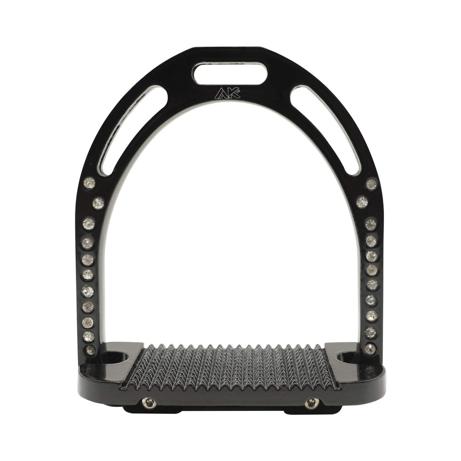 AK Aluminum Light Weight Horse Riding Equestrian Stirrups with Rhinestones (4.75 INCHES, Black)