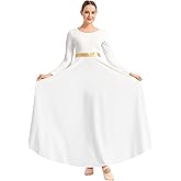 Sanmsoner Girls Praise Dance Dress Long Sleeve Liturgical Metallic Church Robe