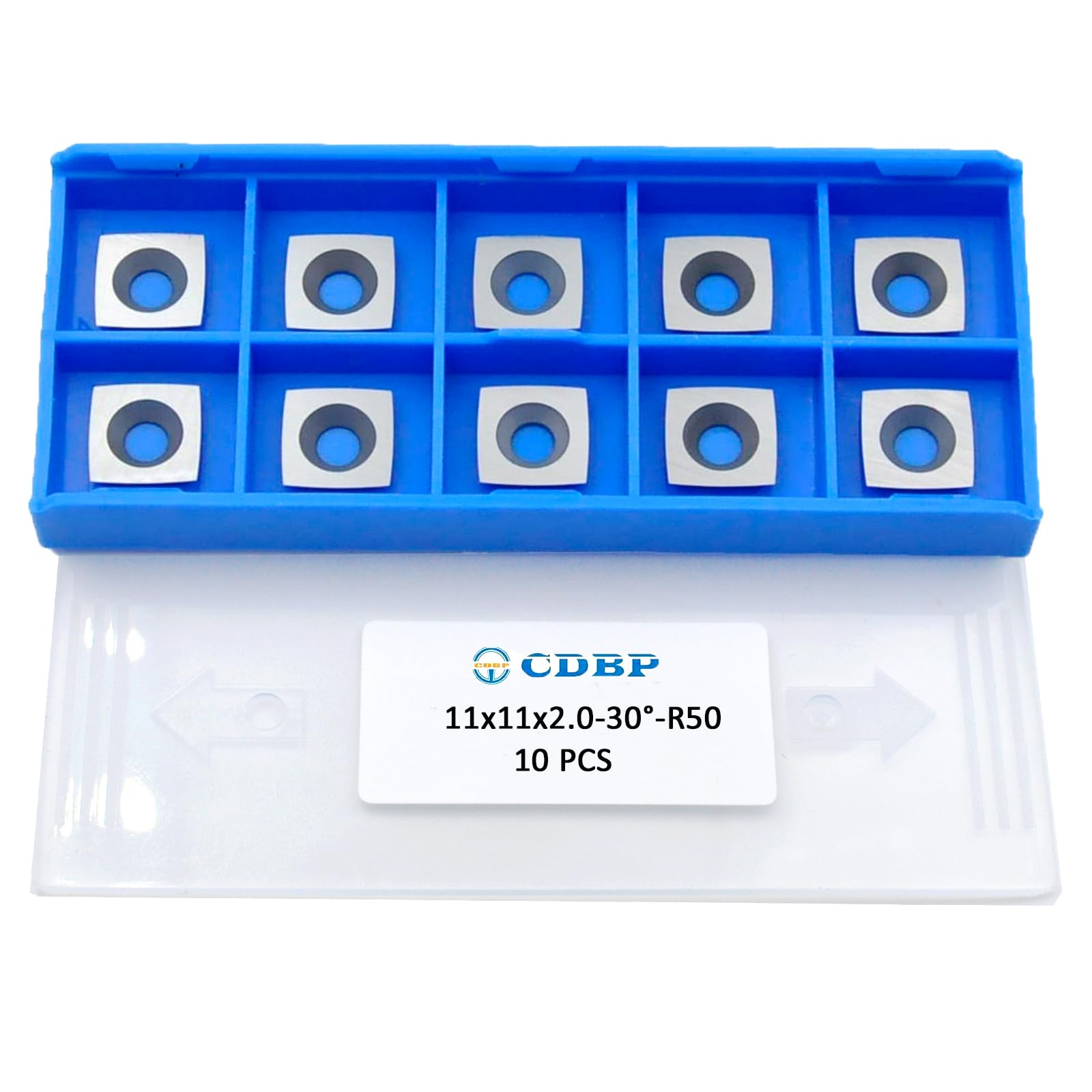 CDBP 11mm Square with 2"Radius Carbide Inserts Cutters 11×11×2.0mm-R50 Replacement for Woodworking Fits SpiralHelical Planer Cutter Head Lathe Turning Tools, 10pcs