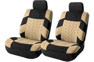 BLILO 2PCS Car Seat Covers for Front Seats, Breathable Waterproof Polyester Split Automotive Cushion Cover, Vehicle Seat Protectors Driver Interior Accessories Universal for Most Cars, SUV (Beige/Front)