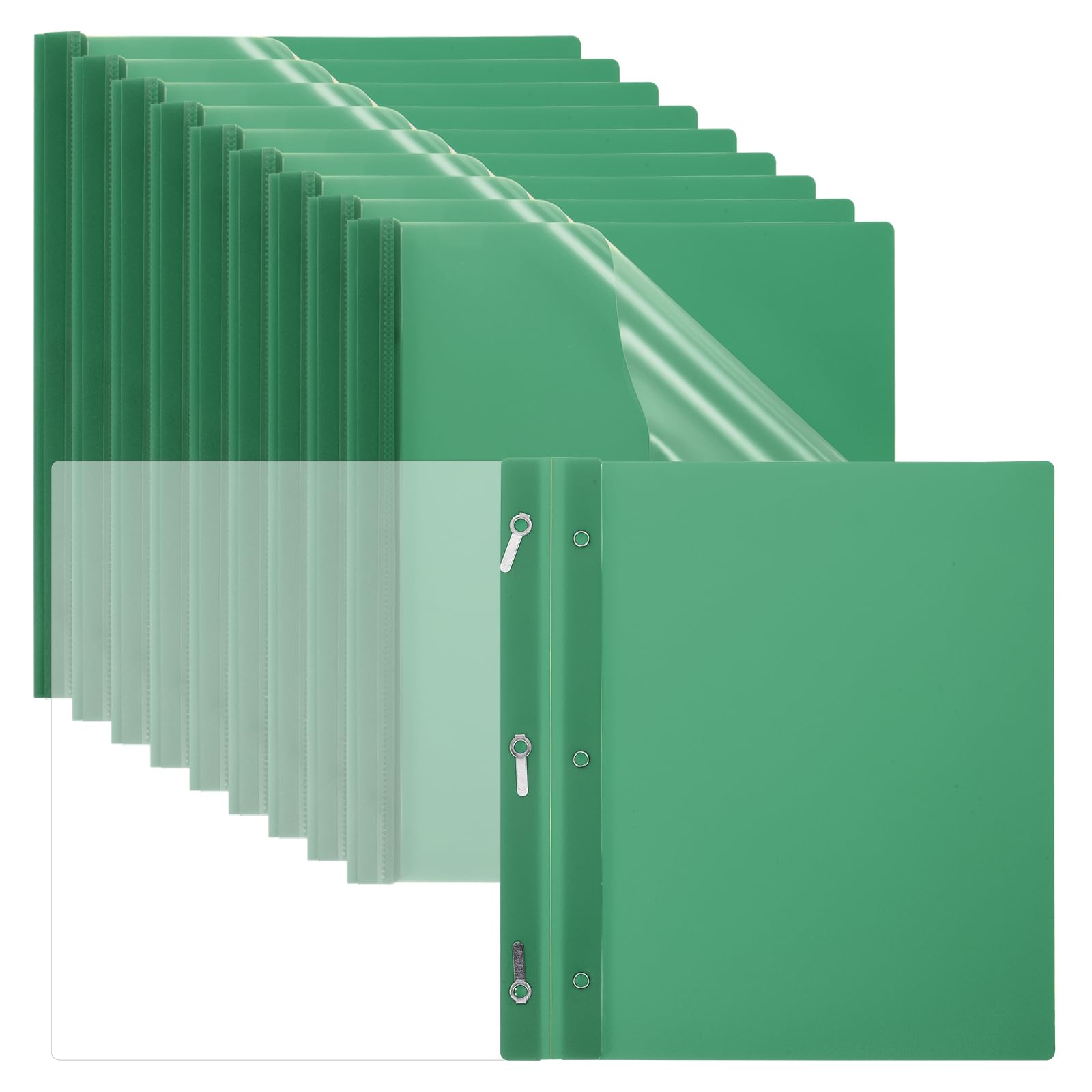 PATIKIL Plastic Report Covers with Prong, 30 Pcs 80 Sheet Capacity Clear Front Presentation Binders with 3 Metal Prong Fasteners Report Folder for Resume Documents Files Letter, Green
