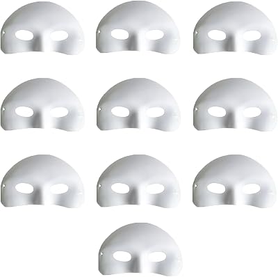 KPSRFG 10Pcs White Craft Half Masks for DIY Art Decor Paint Blank Plastic