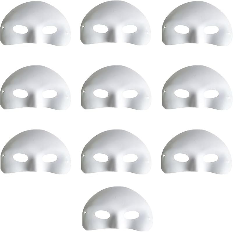 KPSRFG 10Pcs White Craft Half Masks for DIY Art Decor Paint Blank Plastic