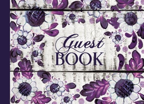 Guest Book: Purple Floral Guestbook, Rustic, For Birthday Party, Vacation Rental, Or Home