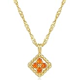 Treasure Bender Birthstone Gold Necklace for Women - Dainty 18K Gold Plated Clover Pendant Necklace Dainty Gold Flower Necklaces Christmas Birthday Gifts for Women Wife Mom