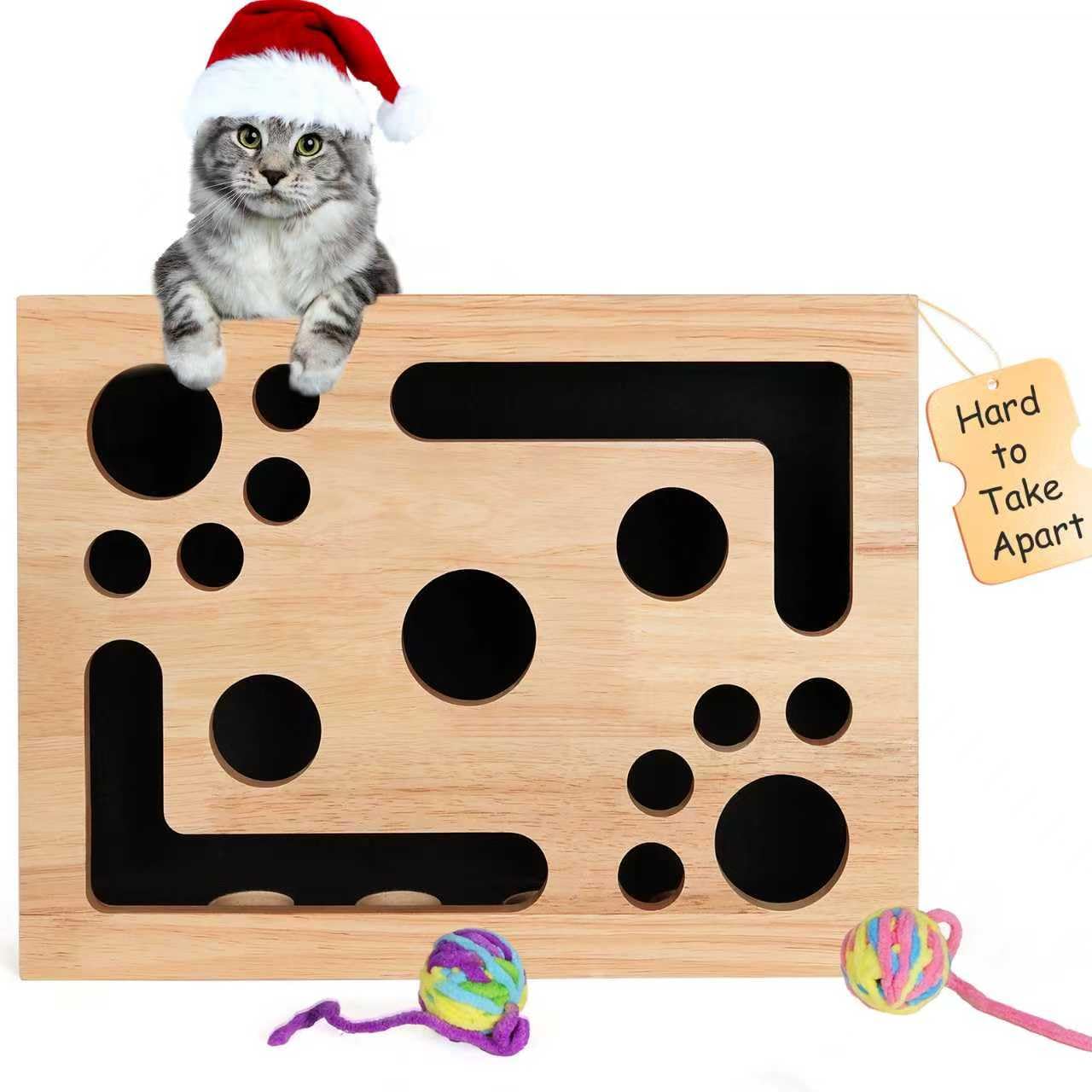 Photo 1 of ?Upgraded Large Space? Cat Nail File Enrichment Box, Not Easily Disassembled Cat Scratch Puzzle Enrichment Box, with Puzzle Bell Ball X2, Nail File Stress Free Alternative to Clippers and Grinders