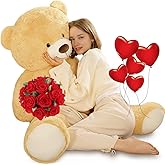 Tezituor 52in Giant Teddy Bear Stuffed Animal, Light Brown Big Teddy Bears Plush Gifts for Girlfriend, Kids, Life Size Large Cute Soft Bear Plush Toys Gift for Valentineโs Day, Christmas, Birthday