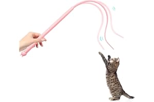 Andiker Mice Tail Cat Wand Toy, 30 inches Long Cat Teaser Stick with Innovative Silicone Rat Tail Easy to Install and Clean S