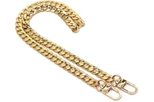 Model Worker DIY Iron Flat Chain Strap Handbag Chains Purse Chain Straps Shoulder Cross Body Replacement Straps with Metal Buckles (23.6", Gold)