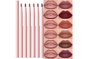 evpct 6Pcs Retractable Lip Liner Pencils Set Pack for Shaping & Sculpting Lips, Mauve Maroon Red Orange Nude Chocolate Dark Brown Plum Creamy Matte Gel Lip Liner Lipliners Pencil delineador de labios
