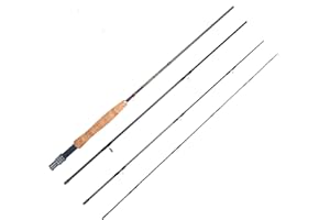 BIGCHUB Fly Fishing Rod, Carbon Fiber, 8ft, 3/4wt to 5/6wt, 4 Piece Sections, Lightweight, Medium-Fast Action, Cork Grip, Hard Chromed Guides, Freshwater Bass Trout Fishing