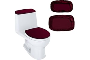 HOMAKOVER Toilet Lid Cover and Toilet Tank Lid Cover Replacement Toilet Cover with Elastic Bottom for Bathroom Decor Accessories (burgundy)