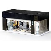 MOCBURIKU 1/64 Electric Garage Display Case for Hot Wheels with LED Lights | Voice &amp; Touch Control, Stackable Diorama Garage, 3 Interchangeable 3D Scenes, Type-C/Battery Powered for Diecast Cars