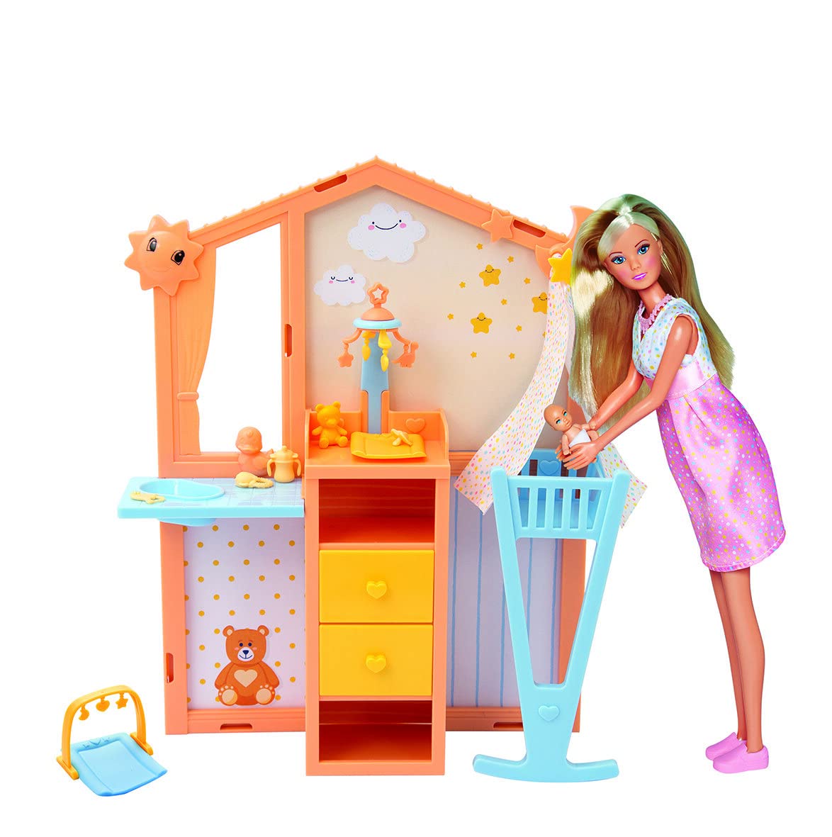 STEFFI LOVE Simba 105733590002 Baby Surprise Pregnant Doll 29 cm with Removable Belly 5 cm Bedroom + Accessories