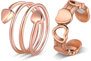 Jecanori 2PCS Copper Rings for Women,99.99% Pure Copper Magnetic Ring with Magnet Jewelry Gifts for Womens