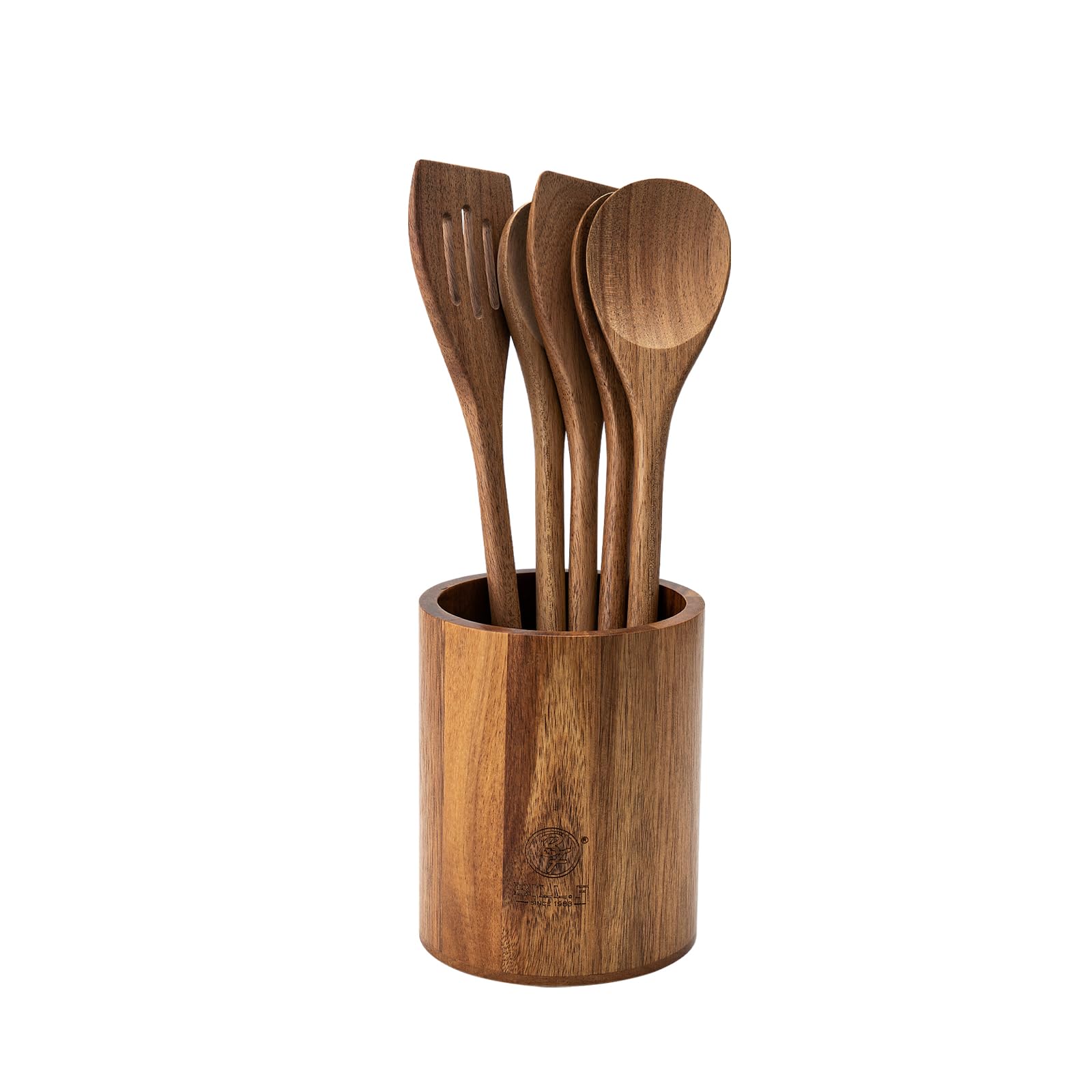 BF BILL. F SINCE 1983 Wooden Cooking Utensil Set, Kitchen Cooking Tools Kitchen Gadgets 6 Pieces Spoon & Spatula Mix Perfect for Nonstick Pots and Pans Cookware Turner