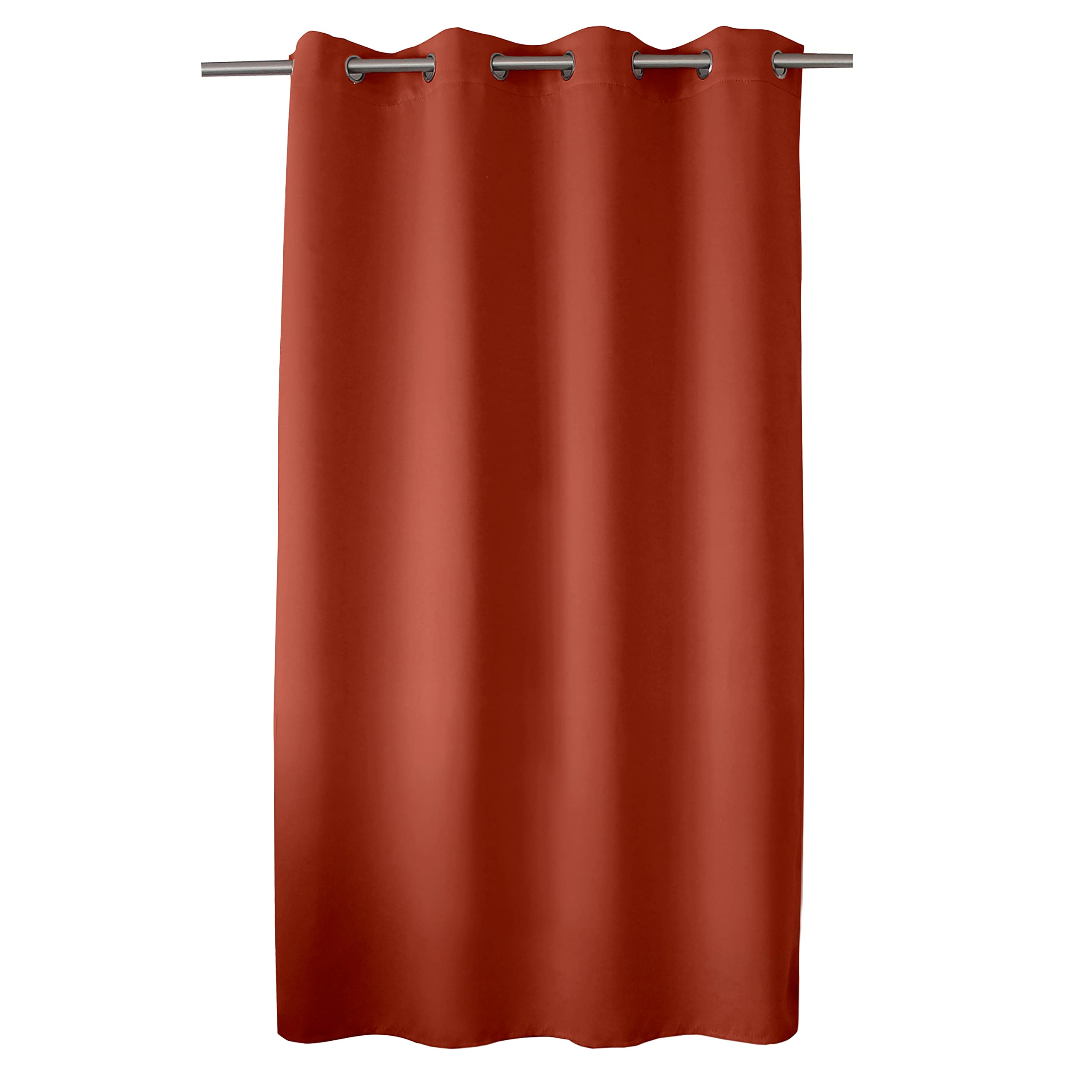 Enjoy Home Basic Blackout Curtain - 8 Silver Eyelets - Diameter 4 cm - 100% Polyester - Oeko-Tex Fabric - 140 x 180 cm - Terracotta Colour