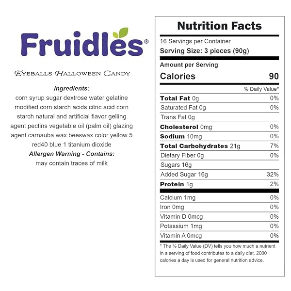 FRUIDLES GUMMY EYEBALLS HALLOWEEN CANDY, TRICK-OR-TREAT PARTY BAG FILLERS, PARTY FAVOR (1 POUND)