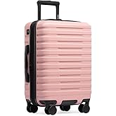 U.S. Traveler Boren Hardside Spinner Luggage with Aluminum Handle, Pink, Carry-on 22-Inch
